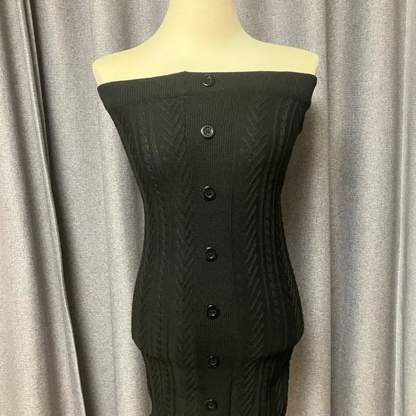 [BUNJANG] Black Tube Knit Dress / 블랙 튜브 니트 원피스