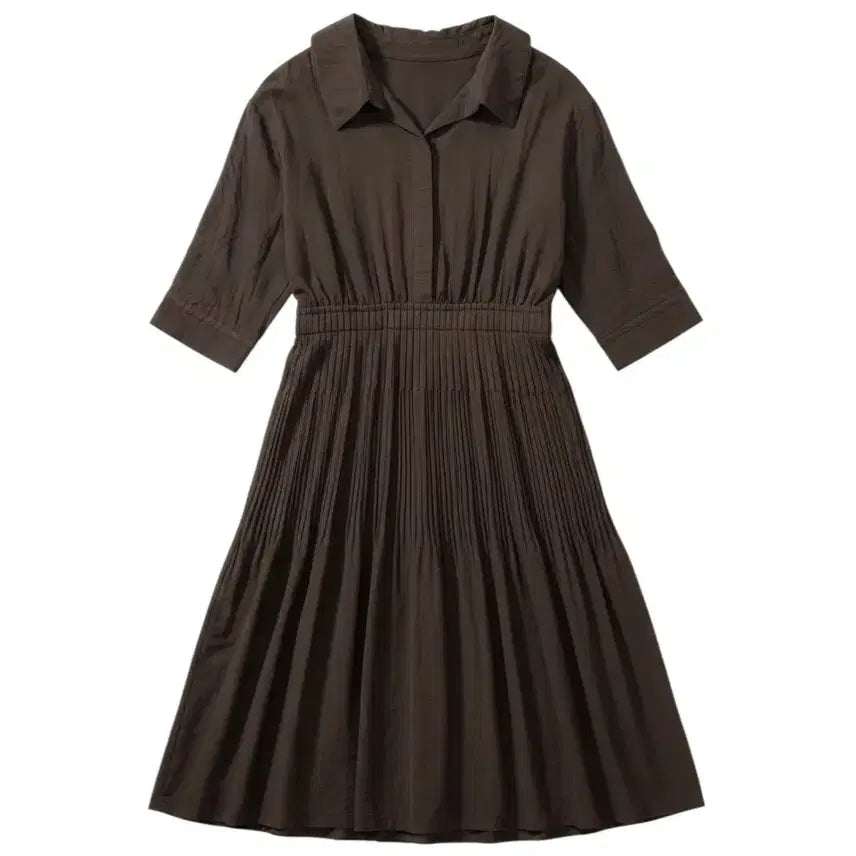 [BUNJANG] Women's Brown Rayon Blend Pocket Dress Vintage / 여성F/ 브라운 레이온 혼방 포켓 원피스 빈티지킹