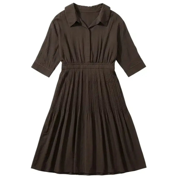[BUNJANG] Women's Brown Rayon Blend Pocket Dress Vintage / 여성F/ 브라운 레이온 혼방 포켓 원피스 빈티지킹