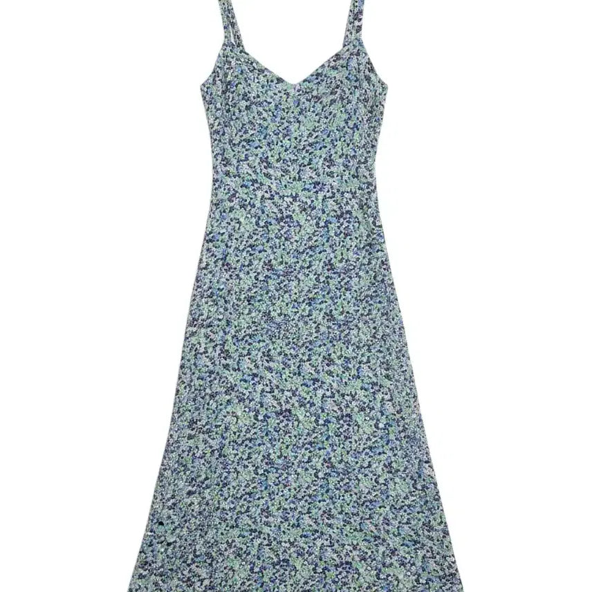 [BUNJANG] Zara Floral Spaghetti Strap Maxi Dress / 여성S/ 자라 잔꽃 끈나시 휴양지 롱원피스 빈티지킹