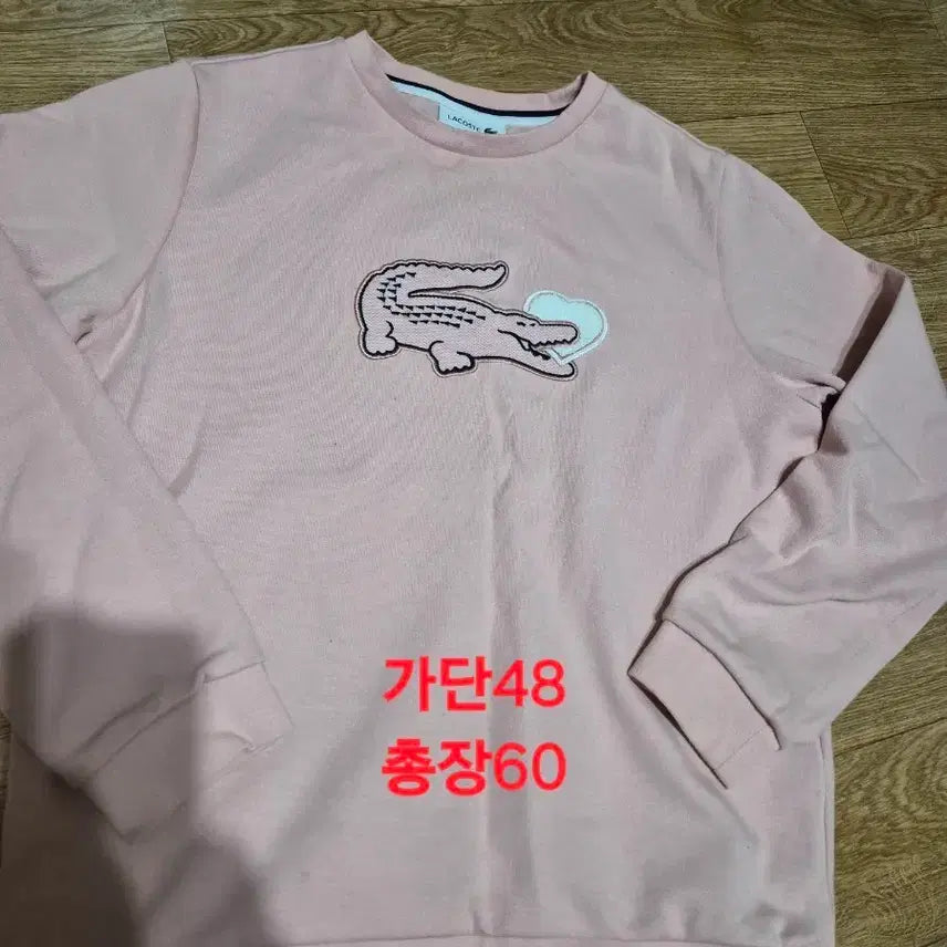 [BUNJANG] Lacoste Heart Crocodile Sweatshirt (Pink) Size 34 / [라코스테 하트 악어 맨투맨 (핑크) 34 size]