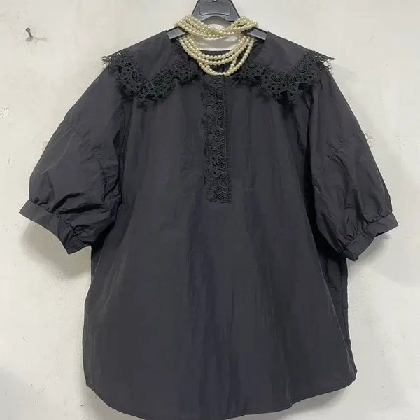 [BUNJANG] Sailor Collar Blouse with Embroidery / 특가새)N6770 자수레이스 세일러카라 바스락~블라우스.아방