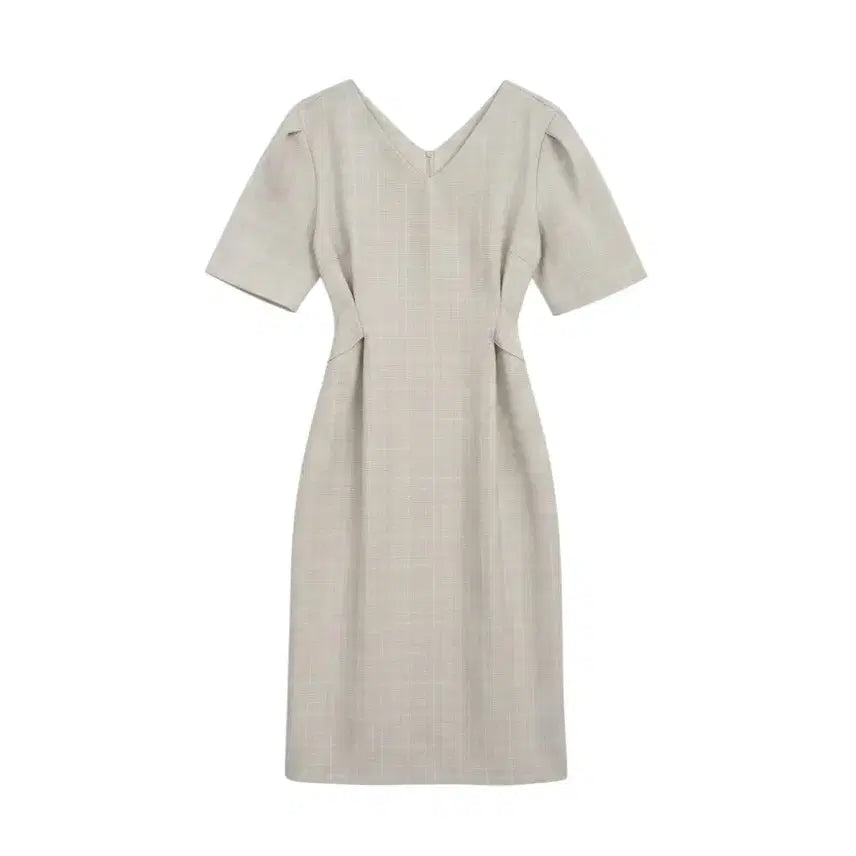 [BUNJANG] INOUF Checkered Short-Sleeve Blazer Dress with Waist Tie / 여성F/ INOUF 체크 허리끈 반팔 정장 원피스 빈티지킹