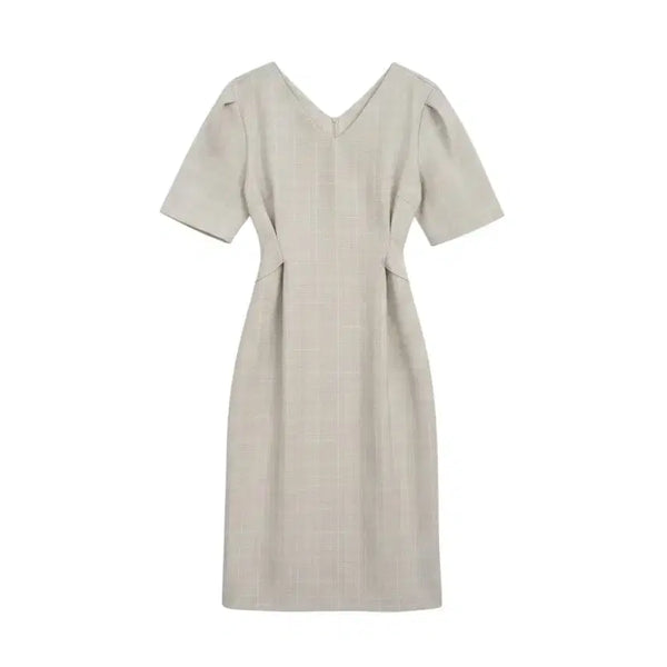 [BUNJANG] INOUF Checkered Short-Sleeve Blazer Dress with Waist Tie / 여성F/ INOUF 체크 허리끈 반팔 정장 원피스 빈티지킹