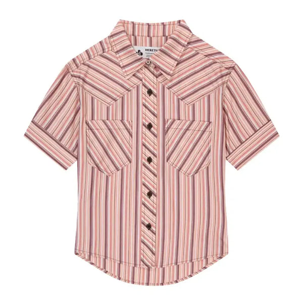 [BUNJANG] Heretic Western Stripe Short Sleeve Shirt Pink / 헤레틱 WESTERN STRIPE SHORT SLEEVE SHIRT