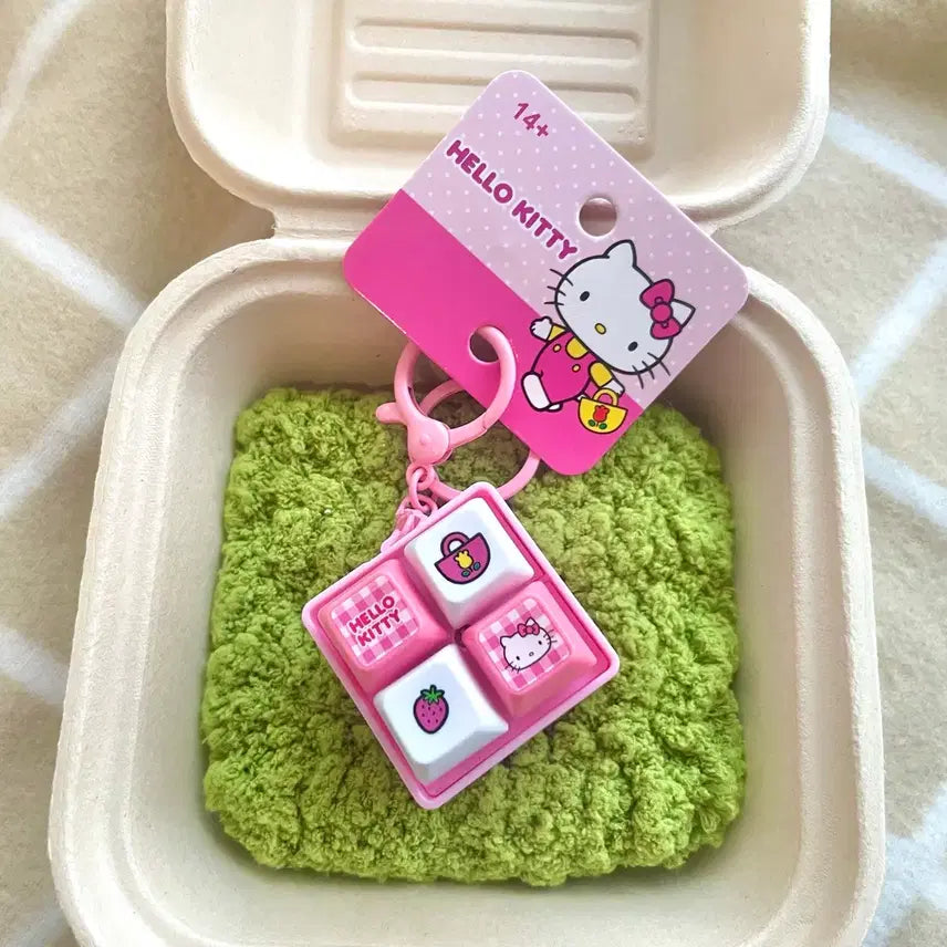[BUNJANG] Sanrio Hello Kitty LED 4-Keycap Keychain / (LED, 새상품) 산리오 헬로키티 4구 키캡 키링