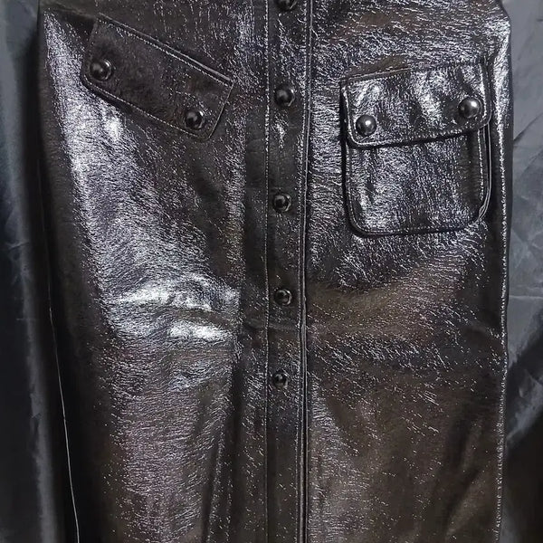[BUNJANG] Gang Sisters Enamel Faux Leather Skirt / 강자매 에나멜 레자 스커트
