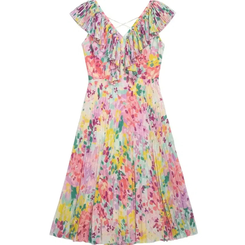 [BUNJANG] Imported Floral Pleated Long Dress Vintage / 여성55/ 수입 플로럴 주름 드레스 롱원피스 빈티지킹