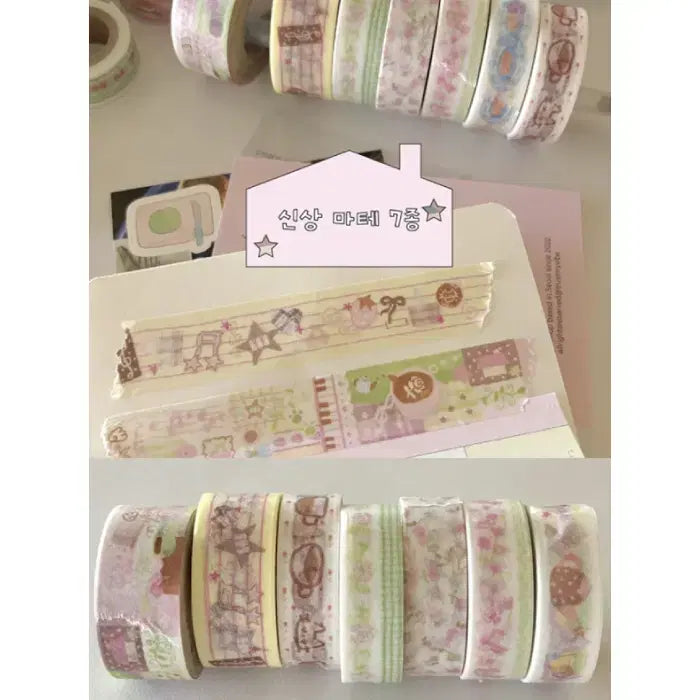 [BUNJANG] Berti Rose Coffee Series Washi Tape Set (7 Designs) / 버띠 장미커피 시리즈 마테 7종