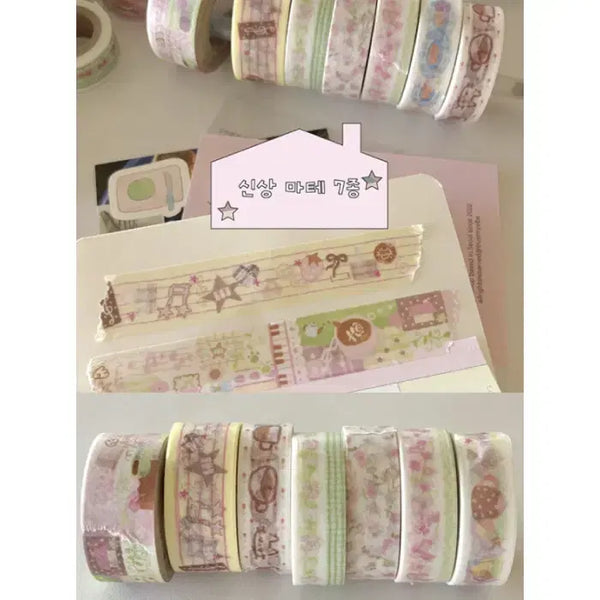 [BUNJANG] Berti Rose Coffee Series Washi Tape Set (7 Designs) / 버띠 장미커피 시리즈 마테 7종