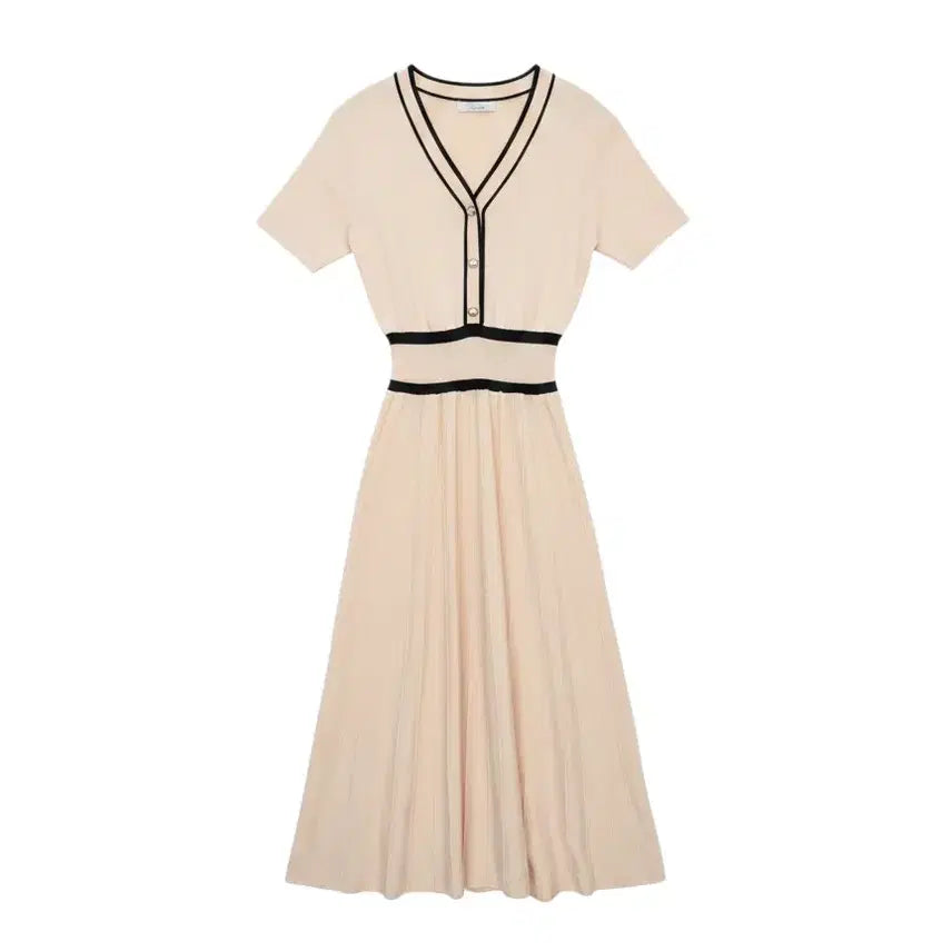 [BUNJANG] JIGOTT Women's Short-Sleeve Knit Long Dress / 여성F/ JJ지고트 반팔 니트 롱원피스 빈티지킹