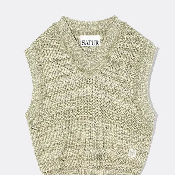[BUNJANG] NICE NATURAL MESHED VEST - SATURDAY GREEN / 새상품 세터 NICE NATURAL MESHED VEST-SATURDAY GREEN