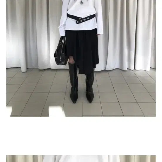 [BUNJANG] Asymmetrical Shirring Midi Skirt / 언발 셔링 스커트