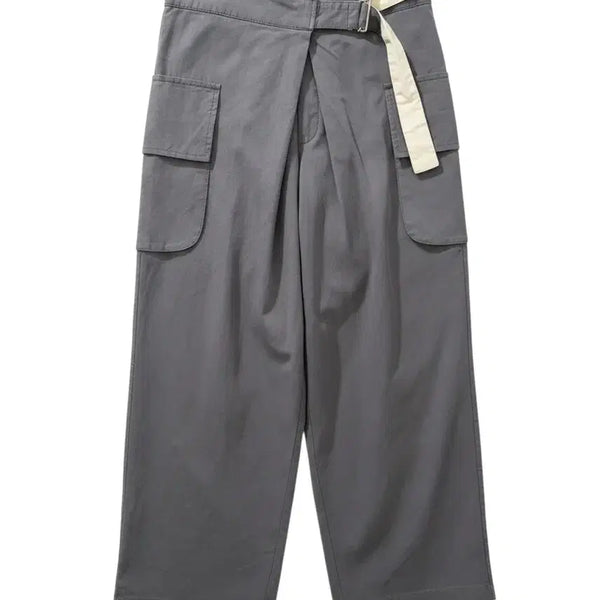 [BUNJANG] Women's Belt Point Vintage Gray Pants / 여성1/ FALT 그레이 벨트 포인트 팬츠 바지 빈티지킹