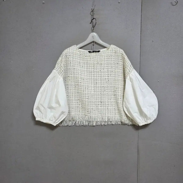 [BUNJANG] Zara Tweed Color Block Blouse / 자라 트위드배색 블라우스 M  n7156