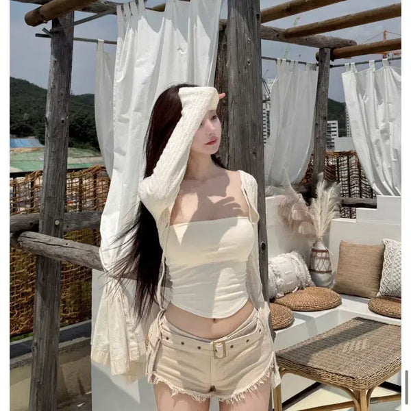 [BUNJANG] Kindaami Built-in Pad Volume Tube Top Ivory / 카인다미 옆가슴 볼륨 캡내장 튜브탑 아이보라S