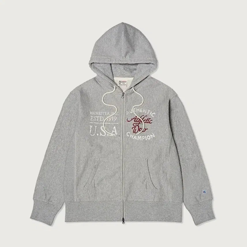 [BUNJANG] Champion Heritage Reverse Weave Washed Hoodie Zip-up Grey / 챔피온 헤리티지 리버스위브 루즈핏 워싱 후드 집업 Grey