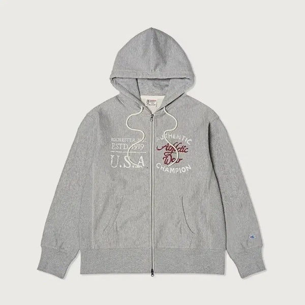 [BUNJANG] Champion Heritage Reverse Weave Washed Hoodie Zip-up Grey / 챔피온 헤리티지 리버스위브 루즈핏 워싱 후드 집업 Grey
