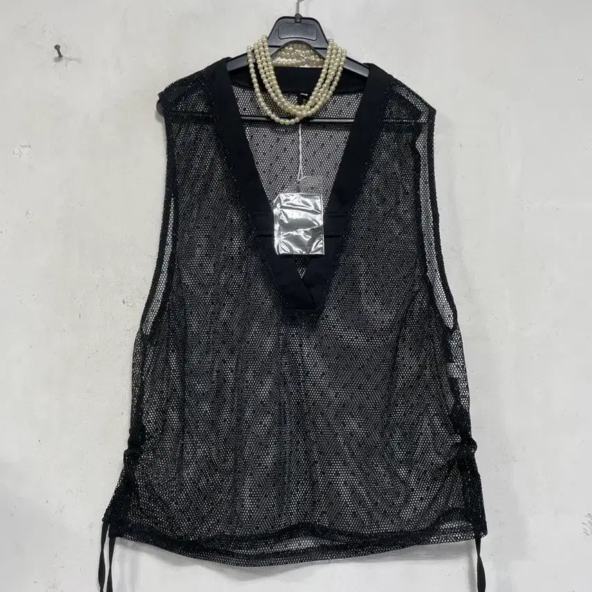 [BUNJANG] N6776 Polka Dot Mesh Vest See-Through / 택ㅇ특가새)N6776 도트 망시 메쉬 조끼.시스루