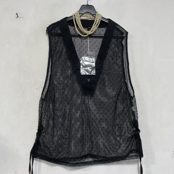 [BUNJANG] N6776 Polka Dot Mesh Vest See-Through / 택ㅇ특가새)N6776 도트 망시 메쉬 조끼.시스루