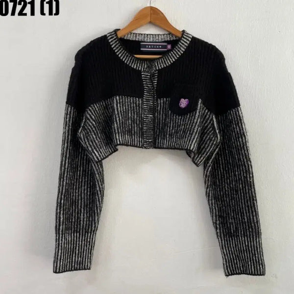 [BUNJANG] Romantic Crown Striped Knit Cardigan / 로맨틱크라운 니트 가디건 M