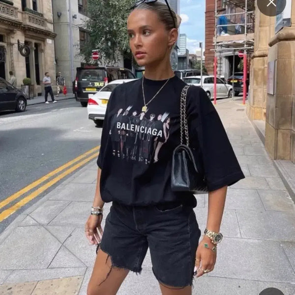 [BUNJANG] Balenciaga Artwork Real Logo XS Black T-shirt / 발렌시아가 아트워크 리얼로고 XS사이즈 블랙