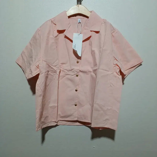 [BUNJANG] FAWZIA Women's Oversized Short-Sleeve Shirt Pink / 새상품) FAWZIA 여성 오버핏 반팔 셔츠 핑크 (26A1594)