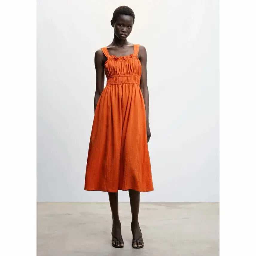 [BUNJANG] MNG Orange Shirring Sleeveless Dress / MNG 망고 오렌지 셔링 나시 원피스 S