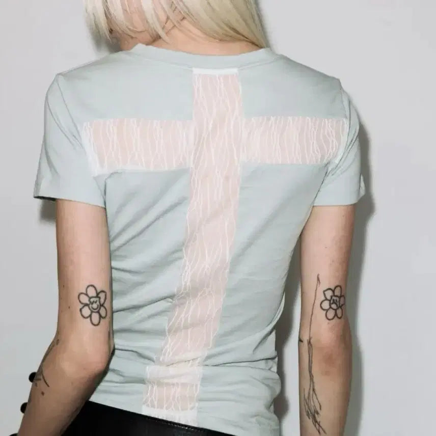 [BUNJANG] Fancy Club Back Cross Tee (Mint) / 팬시클럽 백 크로스 티 BACK CROSS TEE (민트)