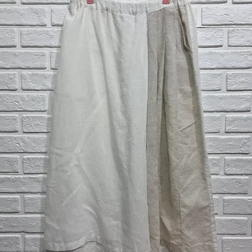 [BUNJANG] Shamale Colorblock Linen Wide Pants (Size 66-77) / shamale 배색 마 통바지 66ㅡ77