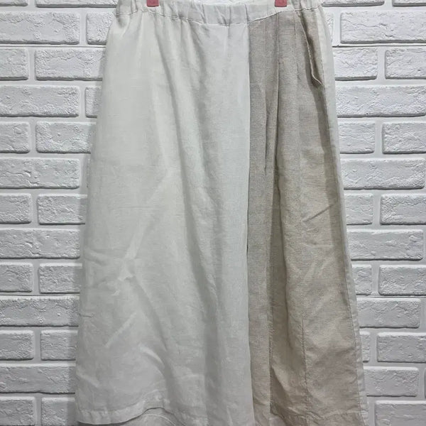 [BUNJANG] Shamale Colorblock Linen Wide Pants (Size 66-77) / shamale 배색 마 통바지 66ㅡ77