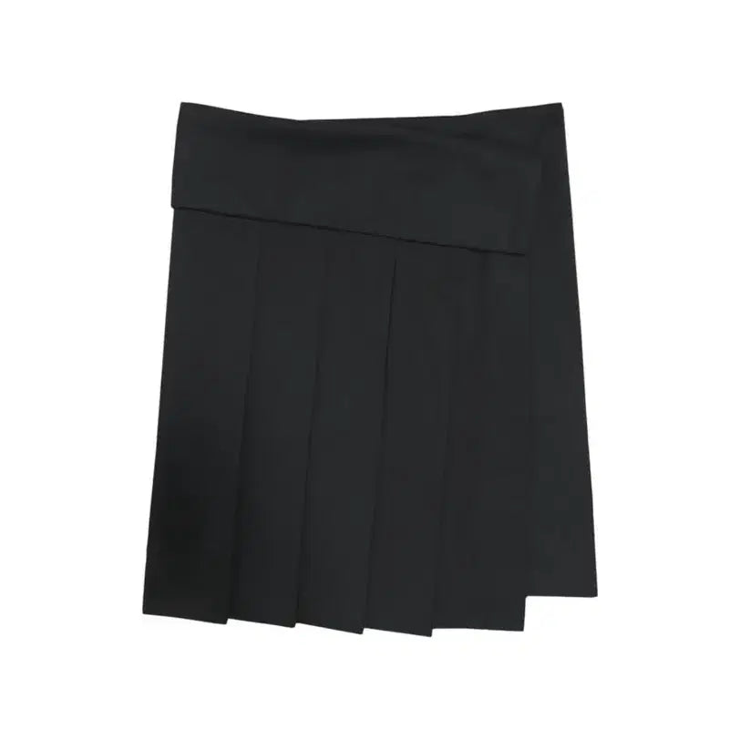 [BUNJANG] Chemisse Folded Pleated Wrap Skirt Charcoal / 체메씨 폴디드 플리츠 랩 스커트 차콜