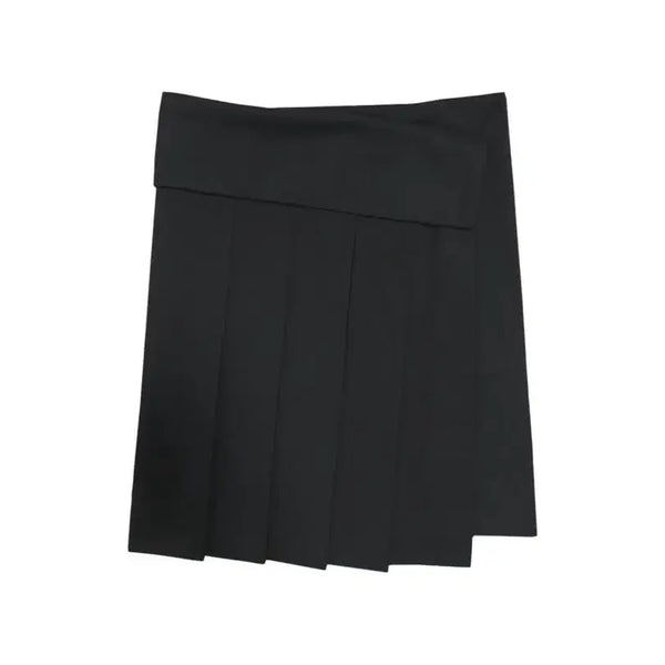 [BUNJANG] Chemisse Folded Pleated Wrap Skirt Charcoal / 체메씨 폴디드 플리츠 랩 스커트 차콜