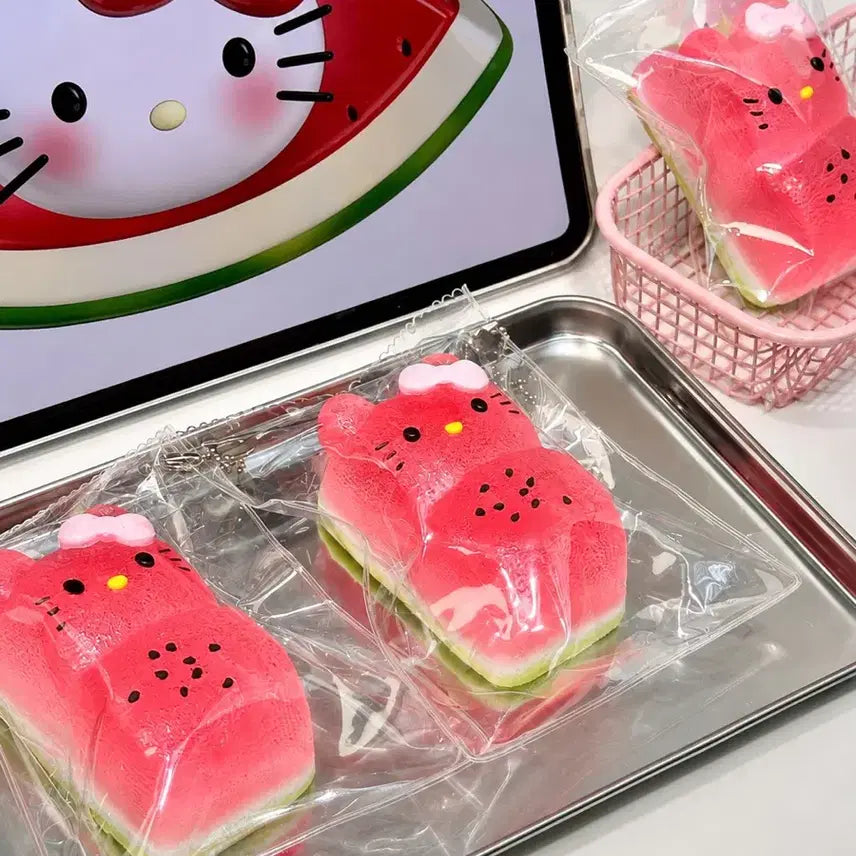 [BUNJANG] Water Jelly Watermelon Kitty Handmade Squishy Keychain / 워터젤리감 수박키티 수제 말랑이 슬랑이 키링 헬로키티 샤오홍슈