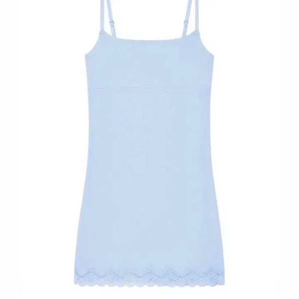 [BUNJANG] Glony Heart Lace Slip Camisole Dress Baby Blue M / 글로니 하트 레이스 슬립 캐미 드레스 슬리브리스 원피스 베이비블루 m