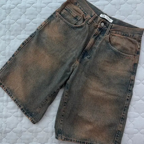 [BUNJANG] ZARA Vintage Washed Bermuda Denim Pants / ZARA 빈티지워싱 버뮤다 데님팬츠
