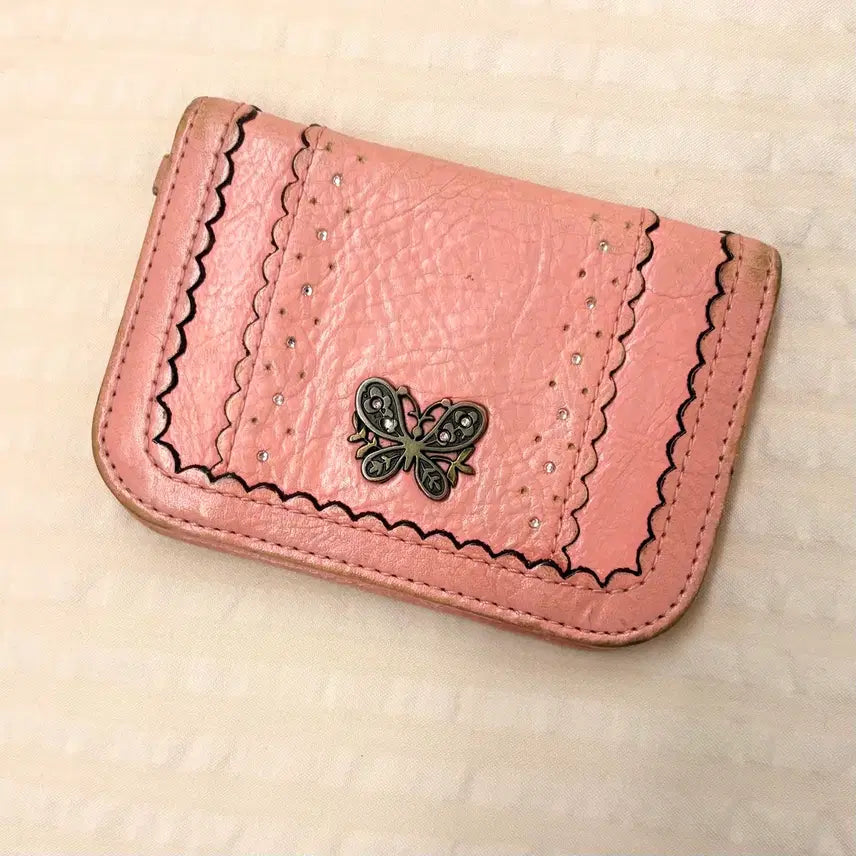 [BUNJANG] Anna Sui Leather Heart Card Holder Pink / 안나수이 카드지갑 / 가죽 핑크 분홍 하트 갸루