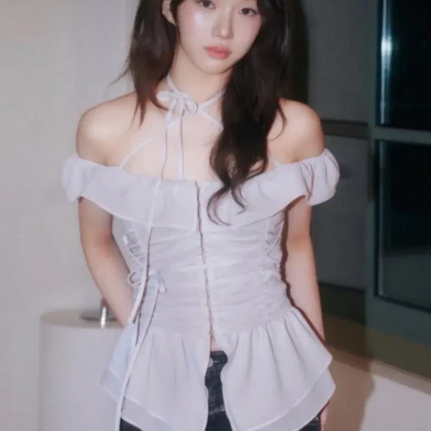 [BUNJANG] Newearlin Fairy Chiffon Blouse Pale Gray / 뉴얼린 fairy chiffon blouse pale gray