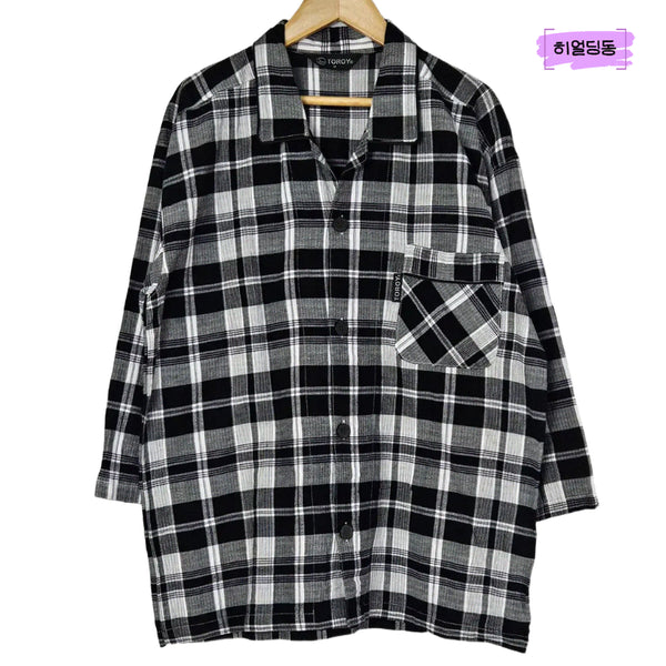 [BUNJANG] Black Check Home Wear Shirt / 딩동 :) 여름세일/M/블랙 체크 홈웨어 카라 셔츠_14