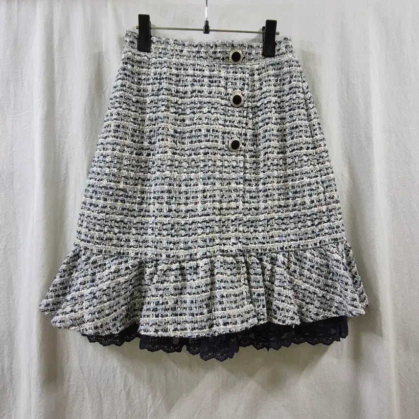 [BUNJANG] Axes Femme Tweed Lace Button Midi Skirt / AXES FEMME 트위드 레이스 버튼 미디 스커트