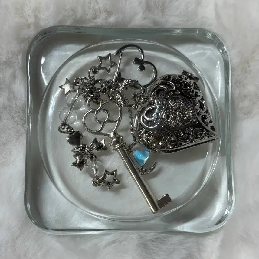 [BUNJANG] Heart Key Vintage Pendant Pocket Watch Keychain / 하트 열쇠 빈티지 팬던트 회중시계 키링