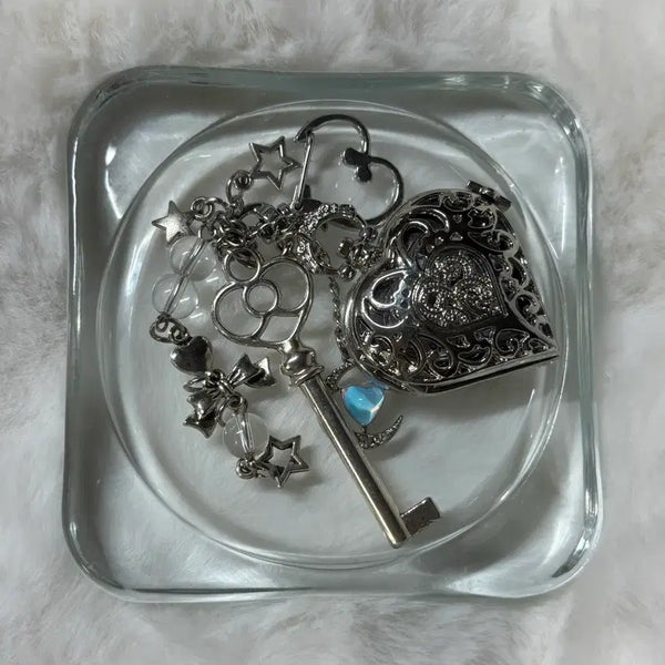 [BUNJANG] Heart Key Vintage Pendant Pocket Watch Keychain / 하트 열쇠 빈티지 팬던트 회중시계 키링