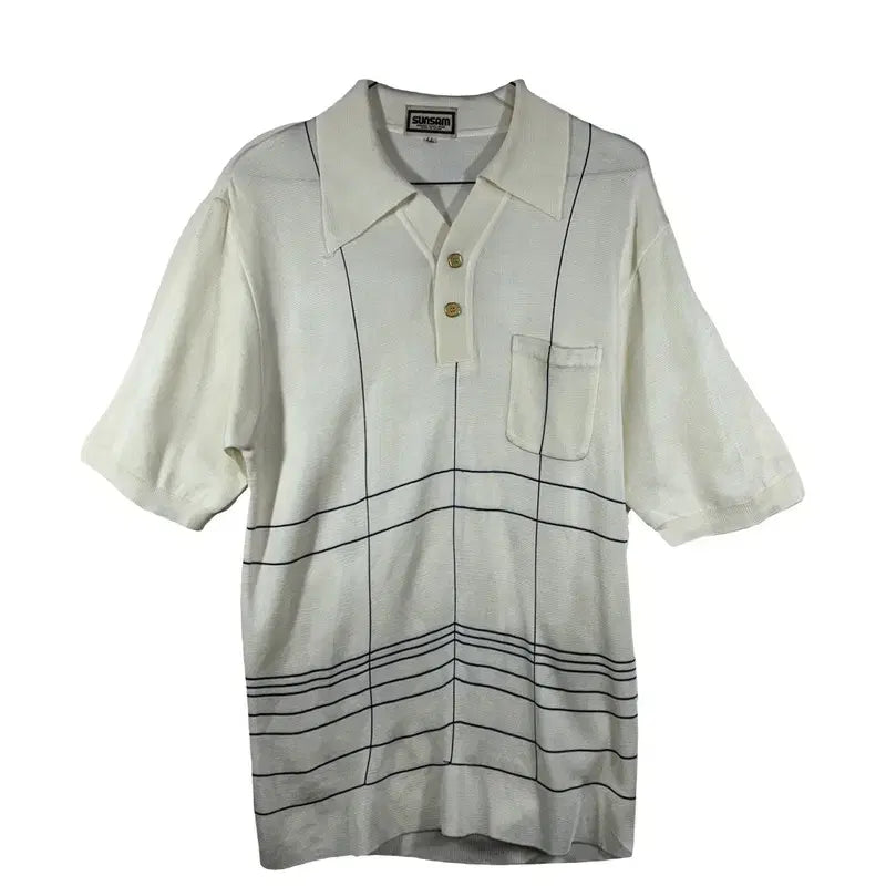 [BUNJANG] Retro Vintage Ivory Knit Polo Shirt / 레트로 빈티지 아이보리 니트 카라티 스프라이트  [LL]