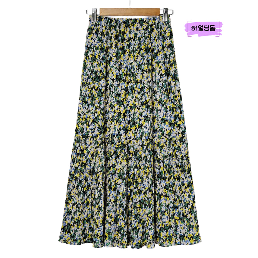 [BUNJANG] Chiffon Pleated Long Skirt with Waistband / 딩동 :) 여름세일/M/허리밴딩 쉬폰 플리츠 롱스커트_18