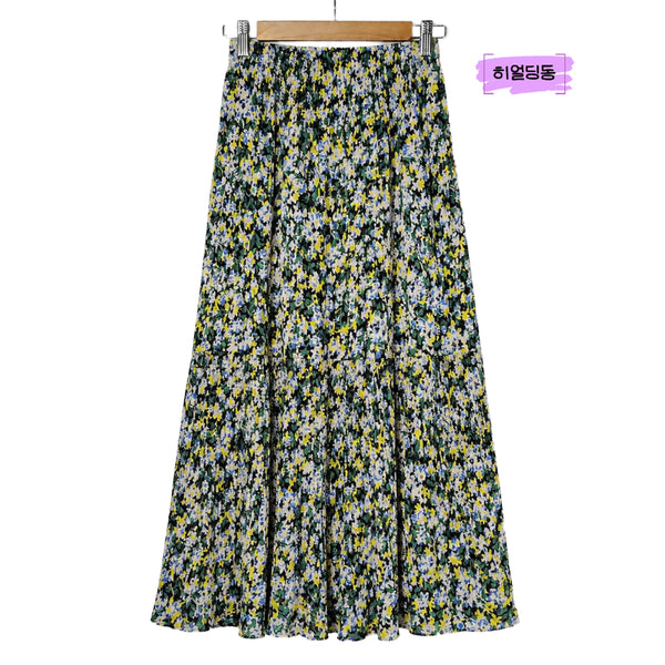 [BUNJANG] Chiffon Pleated Long Skirt with Waistband / 딩동 :) 여름세일/M/허리밴딩 쉬폰 플리츠 롱스커트_18