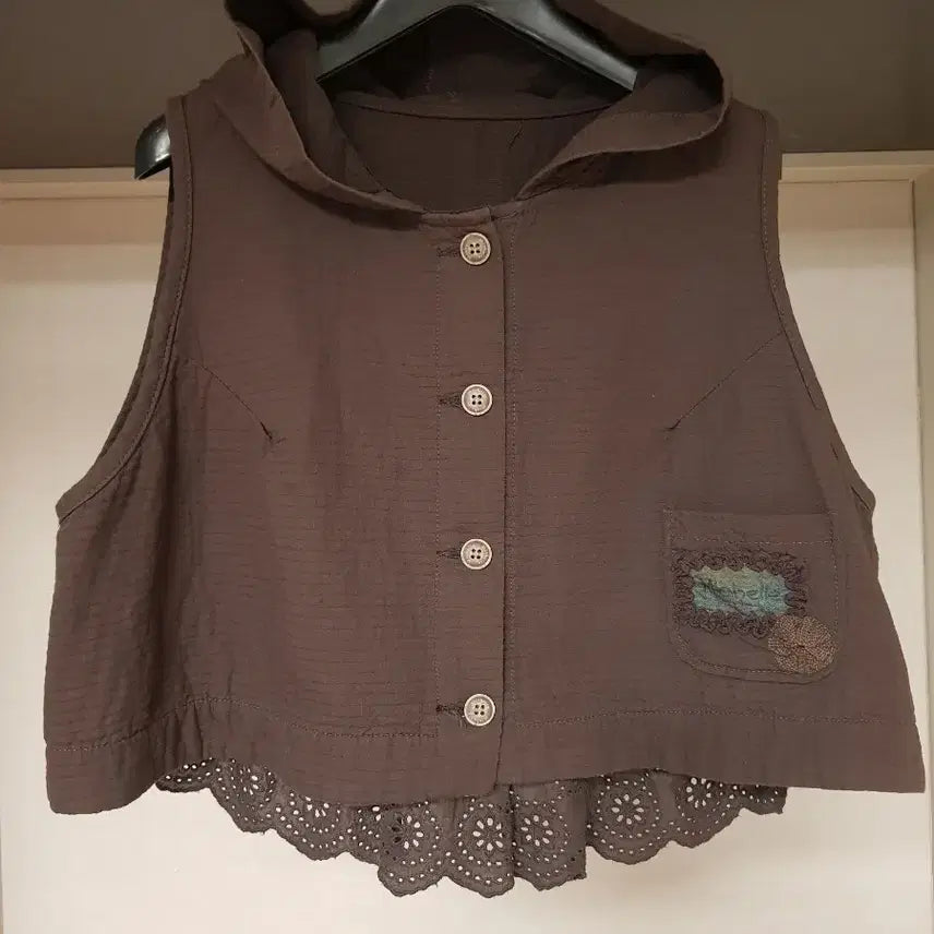 [BUNJANG] Michelle Lee Crochet Color Block Hooded Top / 미쉘리 크로쉐배색 후드상의