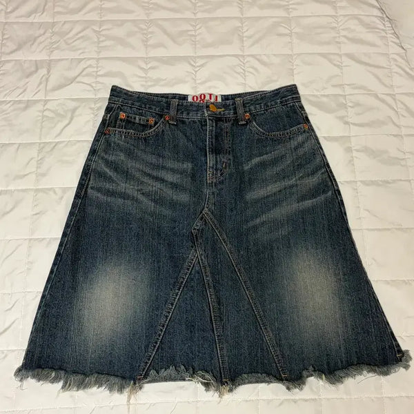 [BUNJANG] Medium Wash Denim Skirt / 중청 미디스커트