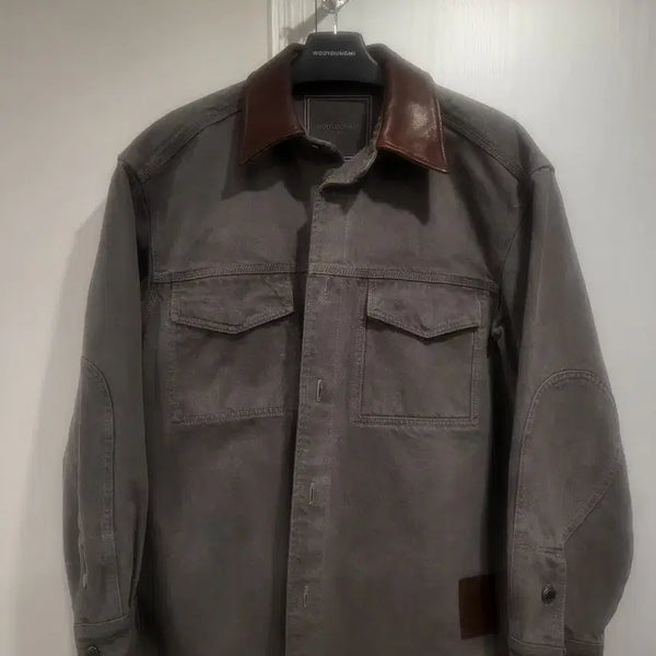 [BUNJANG] Wooyoungmi Leather Collar Denim Jacket / 우영미 데님 자켓  (46)