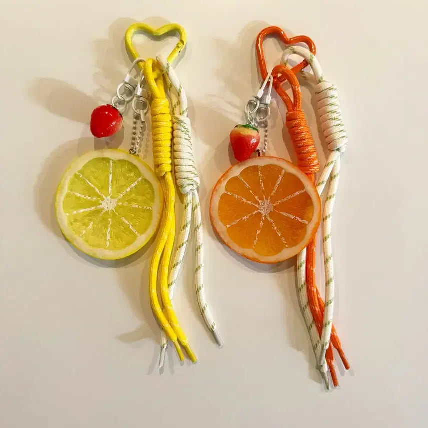 [BUNJANG] Fruit Slice Keychain Strap (Lemon, Orange) / 새상품) 과일세트 한 묶음 키링