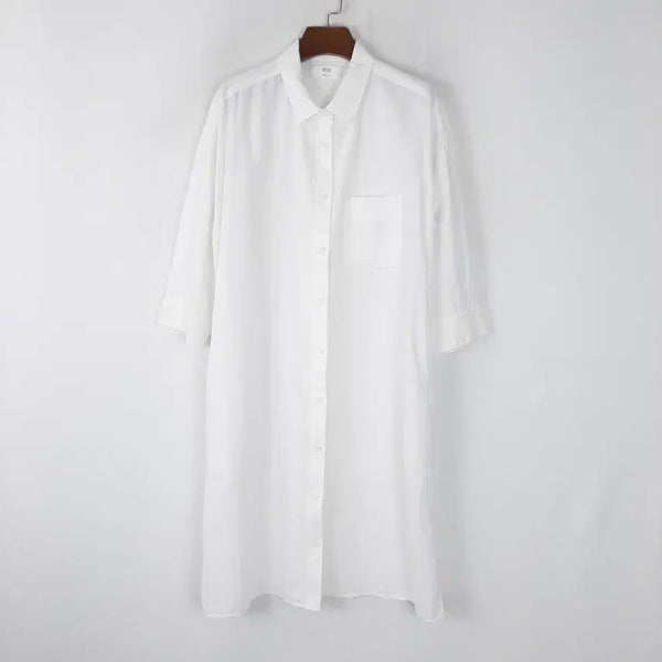 [BUNJANG] Uniqlo Belted Linen Blend Shirt Dress L / 유니클로 벨티드 린넨혼방셔츠원피스L